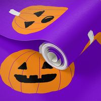 pumpkin halloween cute fabric  jack-o'-lantern purple 