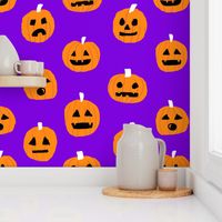 pumpkin halloween cute fabric  jack-o'-lantern purple 