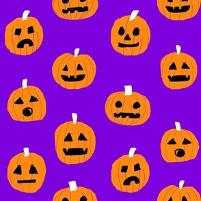 pumpkin halloween cute fabric  jack-o'-lantern purple 