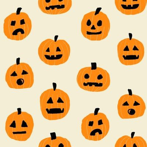 pumpkin halloween cute fabric  jack-o'-lantern neutral