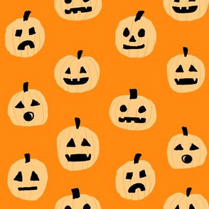 pumpkin halloween cute fabric  jack-o'-lantern orange