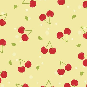 Cherries in a yellow background