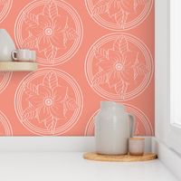 White_Bohemian_Flower_outline_on_Salmon