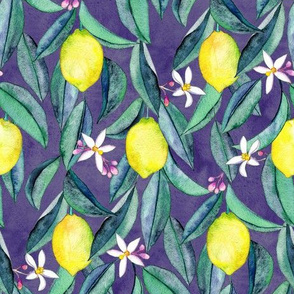 When Life Gives You Lemons - watercolor lemons on purple