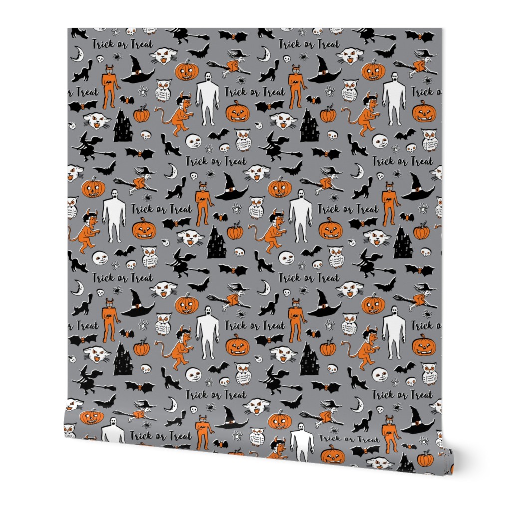 Retro Trick or Treat - Grey and Orange