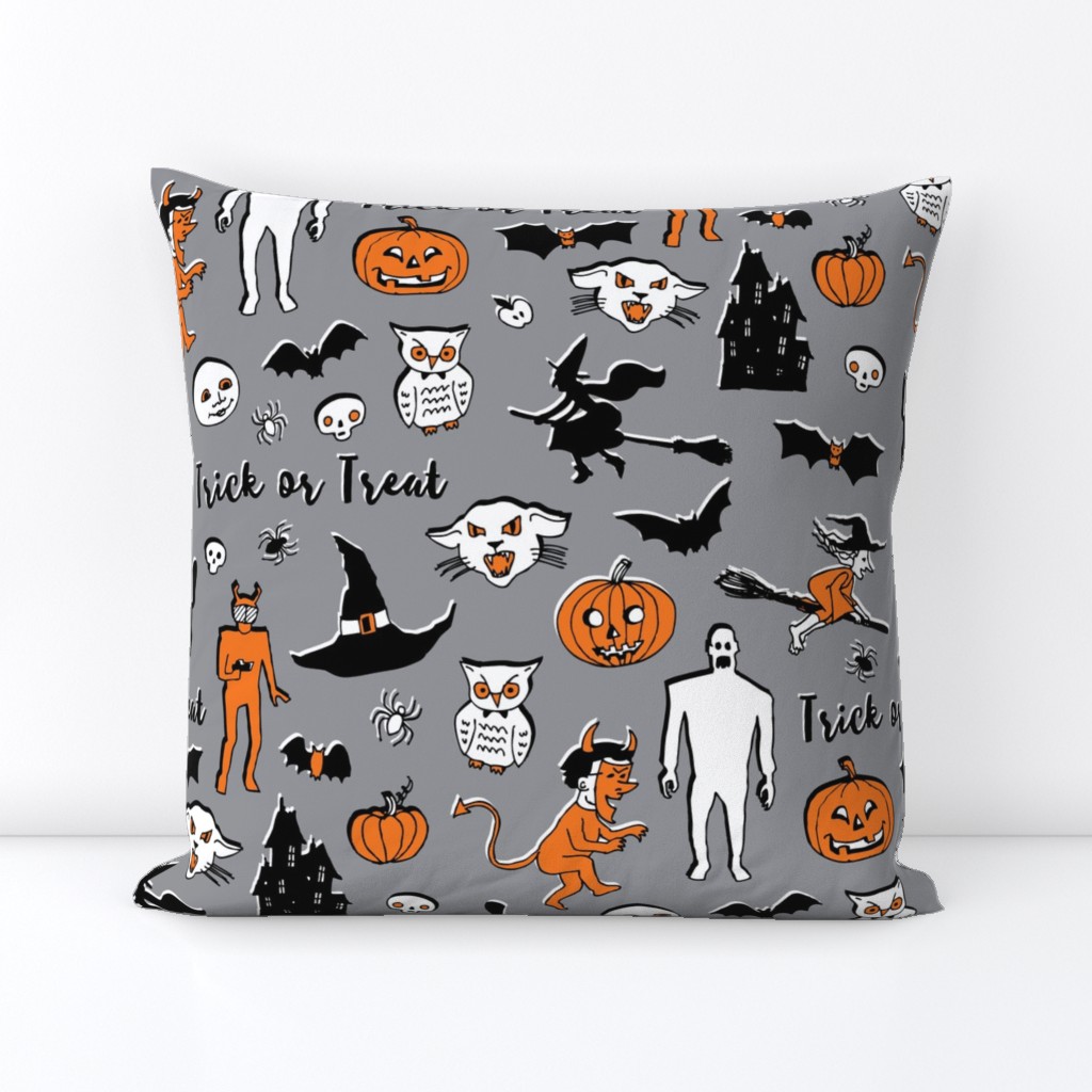 Retro Trick or Treat - Grey and Orange