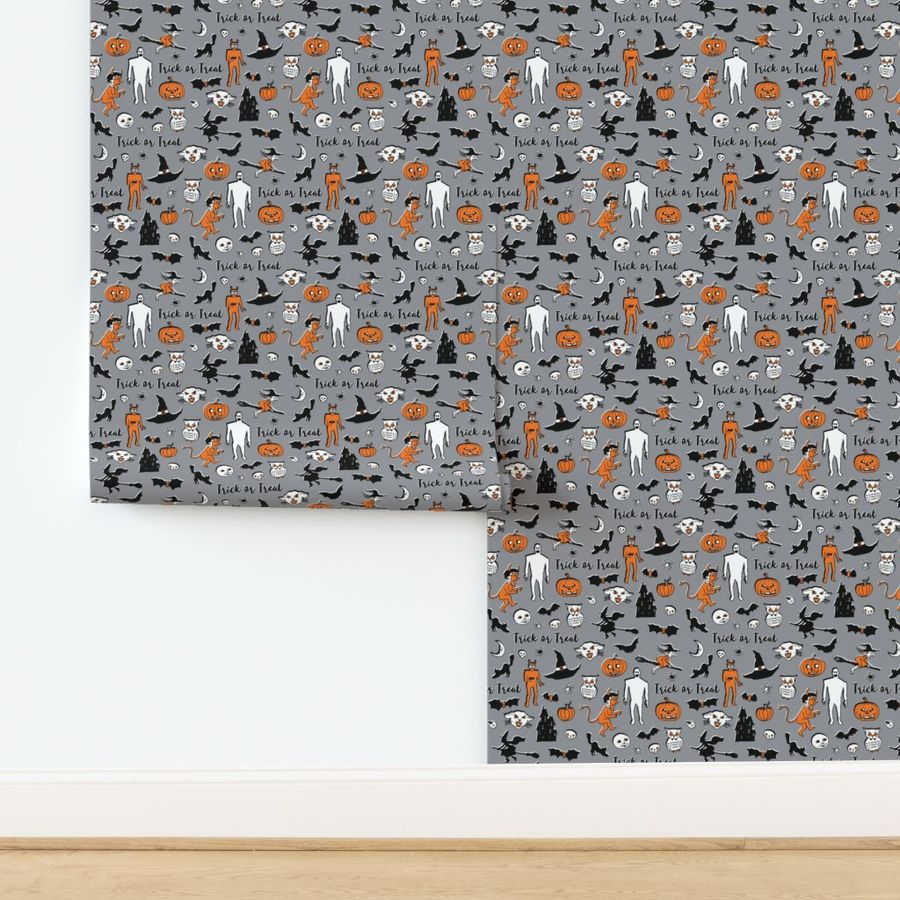 Retro Trick or Treat - Grey and Orange