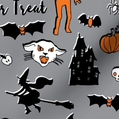 Retro Trick or Treat - Grey and Orange