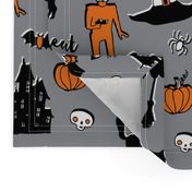 Retro Trick or Treat - Grey and Orange