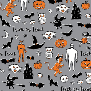 Retro Trick or Treat - Grey and Orange