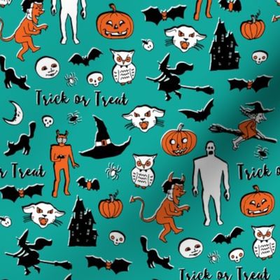 Retro Trick or Treat - Teal