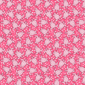 Pinky Baby Sea Turtles with Polka Dotted Background