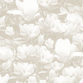 Magnolias Off White Upholstery Fabric