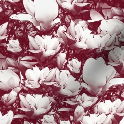 Magnolias Reddish Burgundy Upholstery Fabric