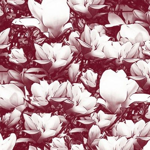 Magnolias Reddish Burgundy Upholstery Fabric