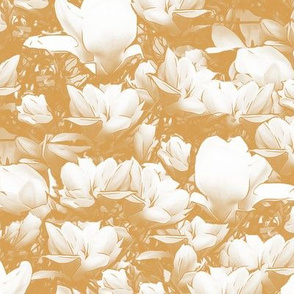 Magnolias Dark Mustard Upholstery Fabric
