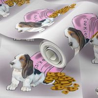 Basset Hound puppy dog fabric_cute puppy with cookies