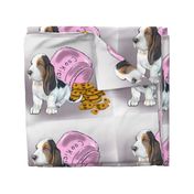 Basset Hound puppy dog fabric_cute puppy with cookies