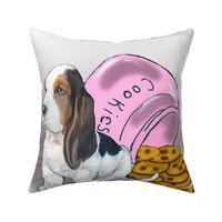 Basset Hound puppy dog fabric_cute puppy with cookies