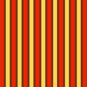 Sweet Shop Vertical Stripes (#11) - Narrow Chocolate Fudge Ribbons with Nasturtium and Orange Fizz