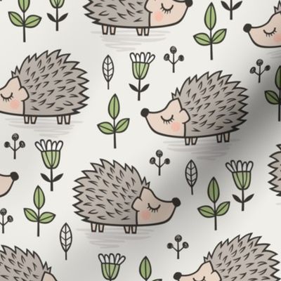 Hedgehog with Leaves and Flowers 