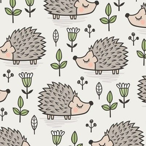 Hedgehog with Leaves and Flowers 