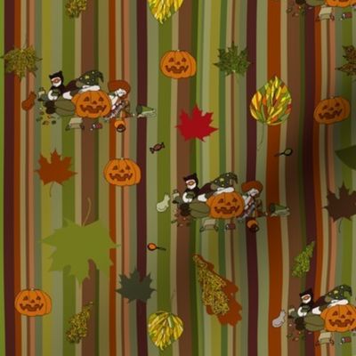 Kids on Halloween stripe