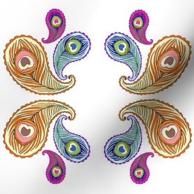 mirrored peacock paisley