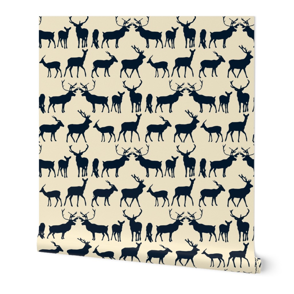 deer silhouette indigo ivory