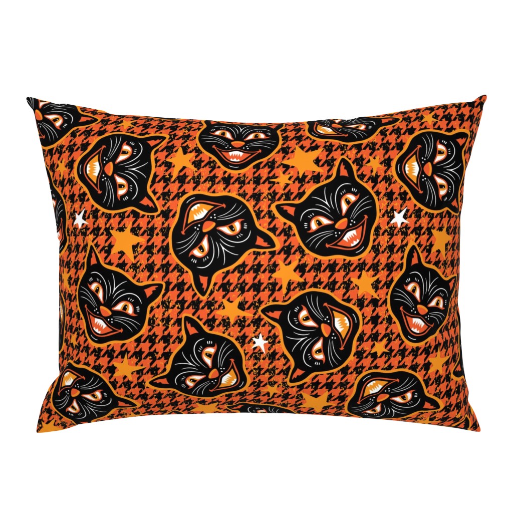 Enchanted Halloween Black Cat and Houndstooth