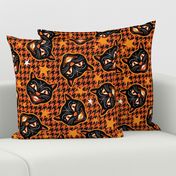 Enchanted Halloween Black Cat and Houndstooth