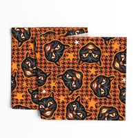 Enchanted Halloween Black Cat and Houndstooth