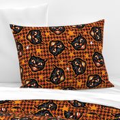 Enchanted Halloween Black Cat and Houndstooth