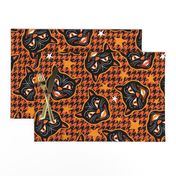 Enchanted Halloween Black Cat and Houndstooth