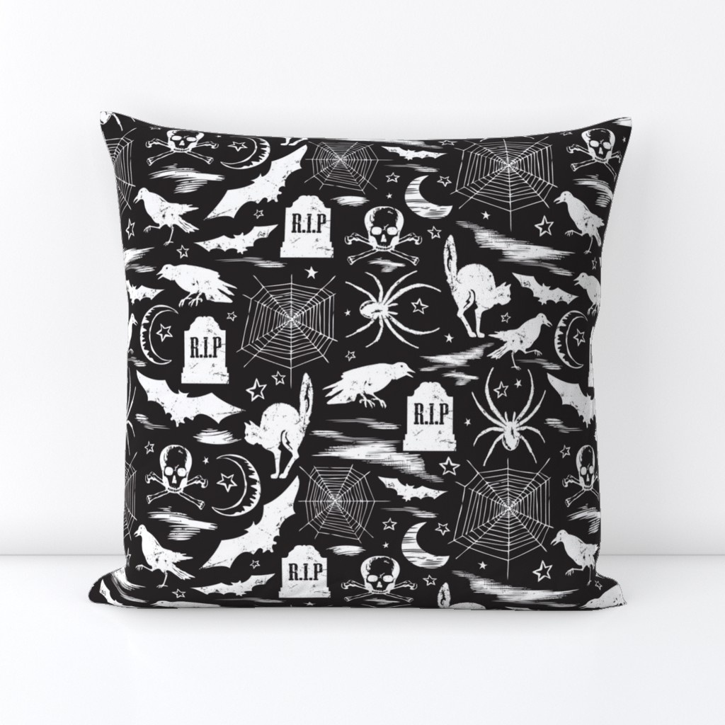 Hallows' Eve - Vintage Halloween Black & White Reverse