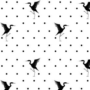 herons and dots in black