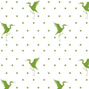 herons and dots in green