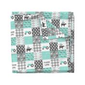 4" small scale - farm life wholecloth - dark aqua woodgrain