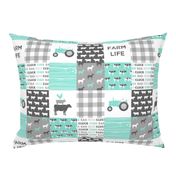 4" small scale - farm life wholecloth - dark aqua woodgrain