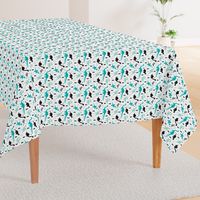 Adorable dino boys fabric with black and blue dinosaur geometric triangles and funky animal illustration theme for kids Flipped SMALL
