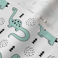 Adorable quirky dino illustration geometric dinosaur animals for kids black and white gender neutral mint Flipped SMALL