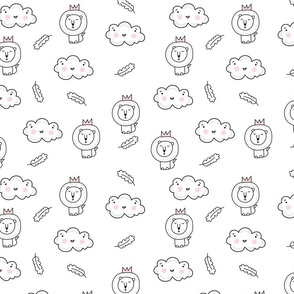 Lions and Clouds Kids Pattern