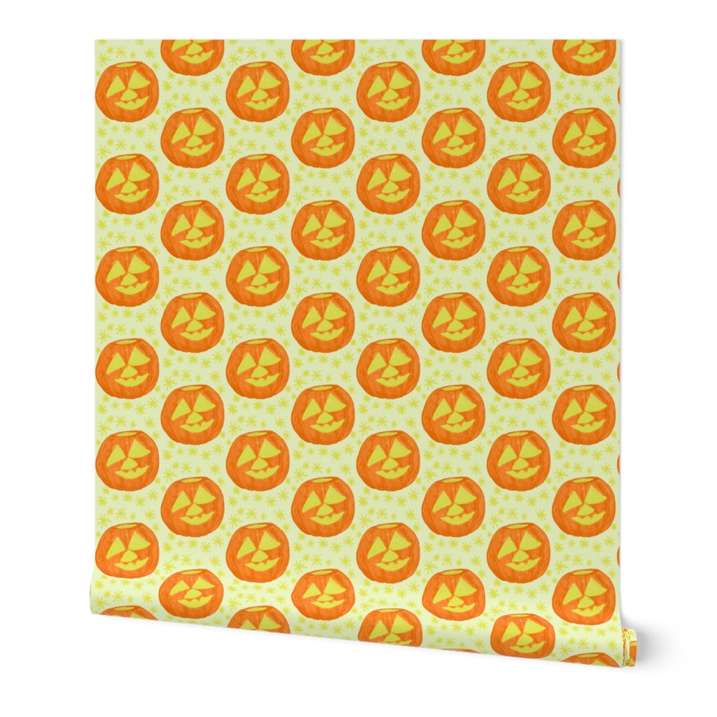 Jolly Jack O'Lanterns on Starlit Icy Neutral - Medium Scale