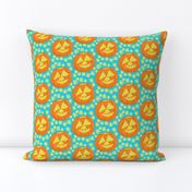 Jolly Jack O'Lanterns on Starlit Light Blue