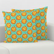 Jolly Jack O'Lanterns on Starlit Light Blue