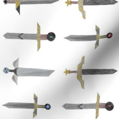 Bubbie's swords in a line - big