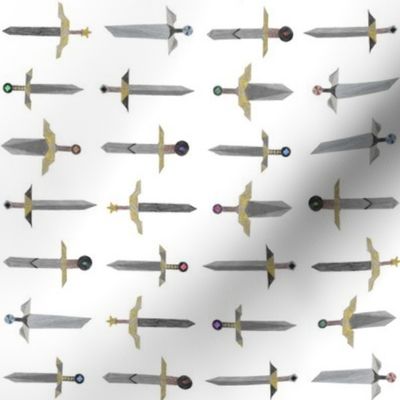 Bubbie's swords in a line - small on white