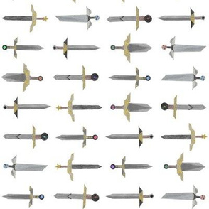 Bubbie's swords in a line - small on white