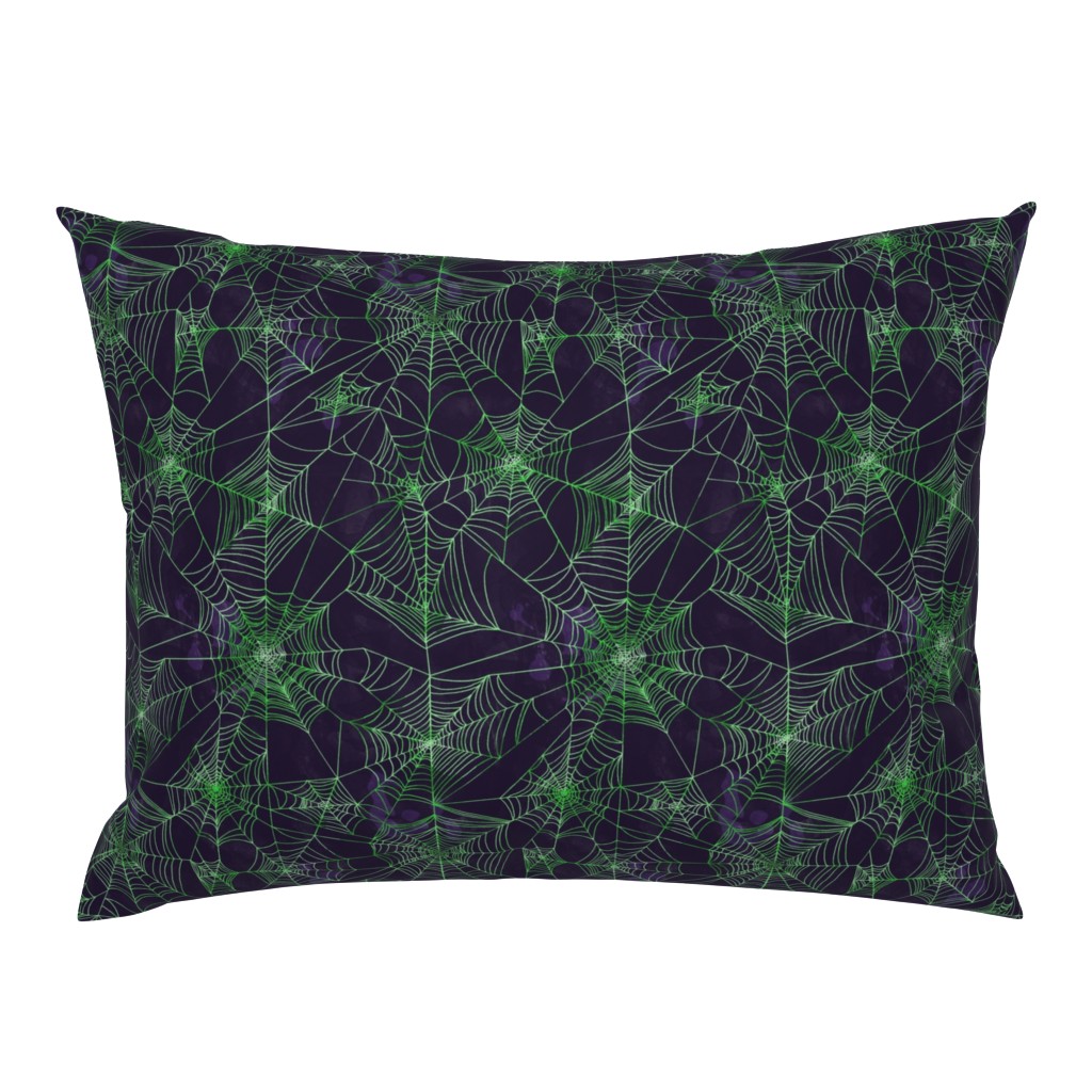 Spooky Spider Webs Green // halloween purple and green fabric