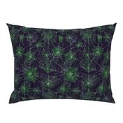 Spooky Spider Webs Green // halloween purple and green fabric